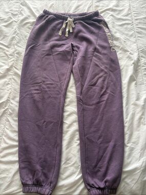 Muskoka BearWear Purple Fleece Jogger Pants with Drawstring and Paws on the Back